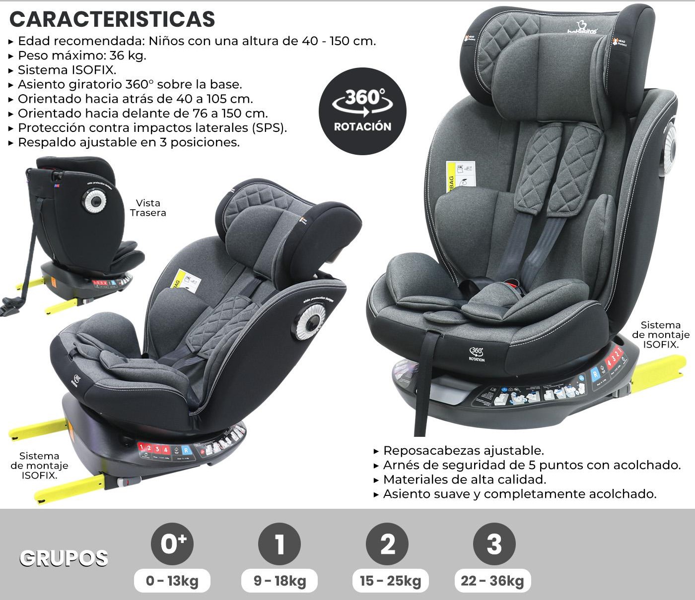 Silla de Carro Etapa 0+ 1+ 2 3